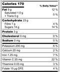 Nutrition facts label for Apple Pie Churchkhela with calorie breakdown and ingredient list including walnuts and apple juice concentrate.